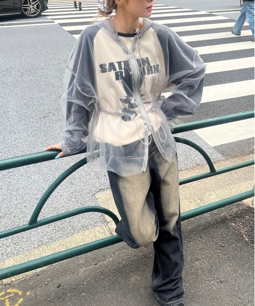 Six M（シックスエム）の「【Six M/シックスエム】チュールパーカー（シャツ/ブラウス・レディース・ライトベージュ/ブラック/ライトグレー・FREE）」の2枚目の写真