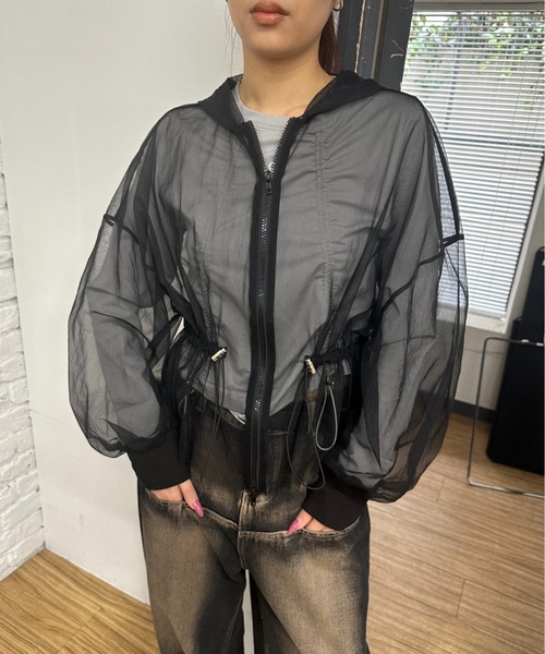 Six M（シックスエム）の「【Six M/シックスエム】チュールパーカー（シャツ/ブラウス・レディース・ライトベージュ/ブラック/ライトグレー・FREE）」の5枚目の写真