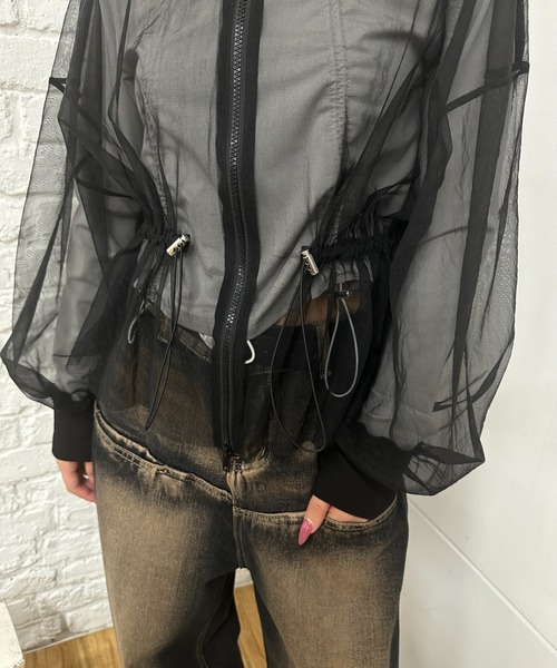 Six M（シックスエム）の「【Six M/シックスエム】チュールパーカー（シャツ/ブラウス・レディース・ライトベージュ/ブラック/ライトグレー・FREE）」の6枚目の写真