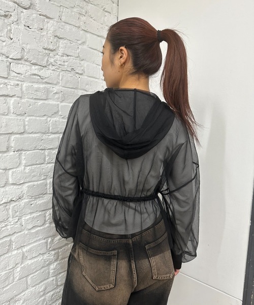 Six M（シックスエム）の「【Six M/シックスエム】チュールパーカー（シャツ/ブラウス・レディース・ライトベージュ/ブラック/ライトグレー・FREE）」の7枚目の写真