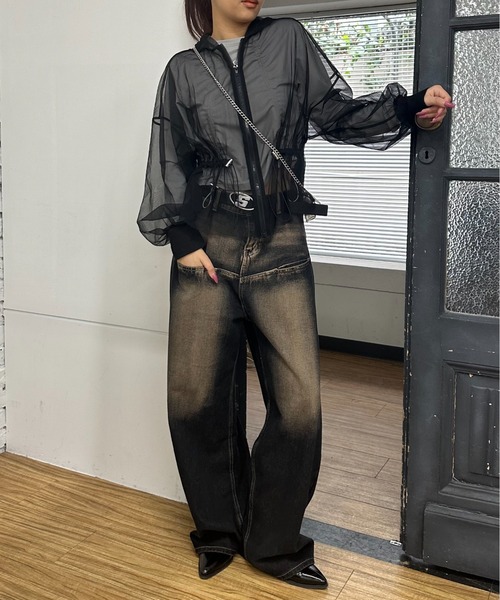 Six M（シックスエム）の「【Six M/シックスエム】チュールパーカー（シャツ/ブラウス・レディース・ライトベージュ/ブラック/ライトグレー・FREE）」の8枚目の写真