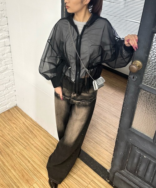 Six M（シックスエム）の「【Six M/シックスエム】チュールパーカー（シャツ/ブラウス・レディース・ライトベージュ/ブラック/ライトグレー・FREE）」の11枚目の写真