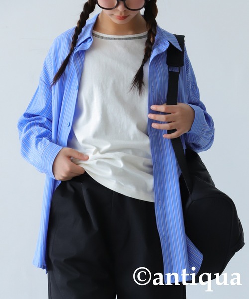 antiqua(アンティカ)の「配色ステッチタンクトップ(タンクトップ・キッズ・ブラック×ホワイト/ホワイト/ブラック/ブルー/オレンジ/ホワイト系その他/杢グレー・150/160/140)」の3枚目の写真