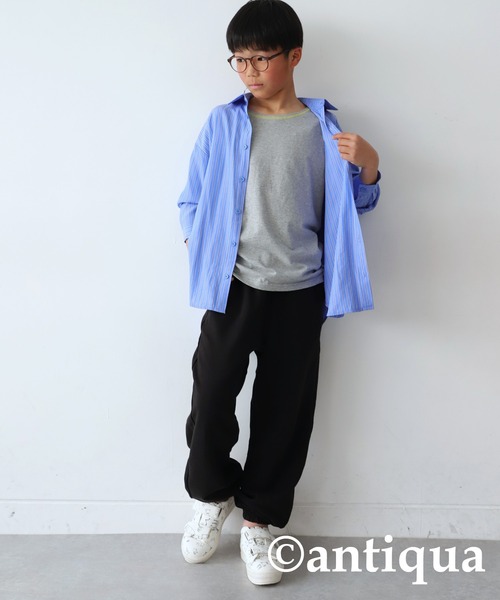 antiqua(アンティカ)の「配色ステッチタンクトップ(タンクトップ・キッズ・ブラック×ホワイト/ホワイト/ブラック/ブルー/オレンジ/ホワイト系その他/杢グレー・150/160/140)」の17枚目の写真