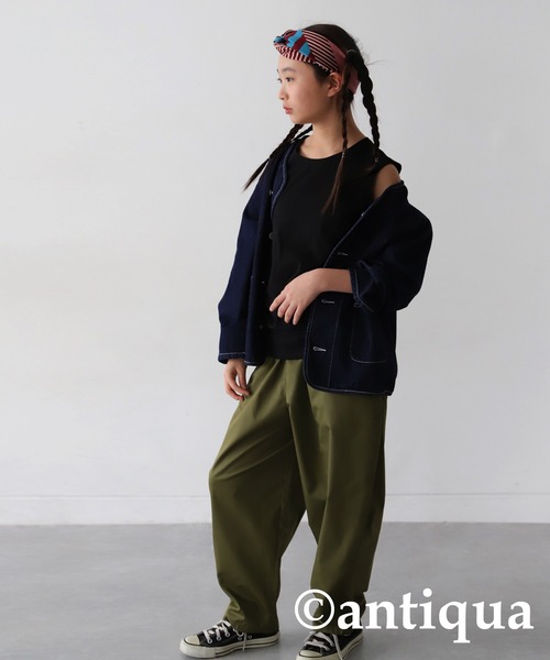 antiqua(アンティカ)の「配色ステッチタンクトップ(タンクトップ・キッズ・ブラック×ホワイト/ホワイト/ブラック/ブルー/オレンジ/ホワイト系その他/杢グレー・150/160/140)」の9枚目の写真