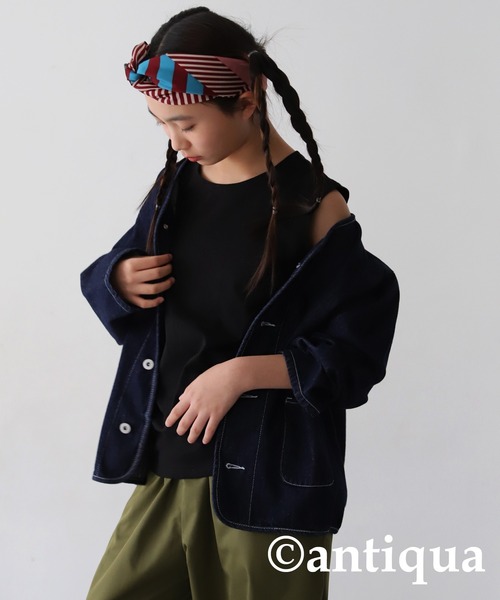 antiqua(アンティカ)の「配色ステッチタンクトップ(タンクトップ・キッズ・ブラック×ホワイト/ホワイト/ブラック/ブルー/オレンジ/ホワイト系その他/杢グレー・150/160/140)」の10枚目の写真