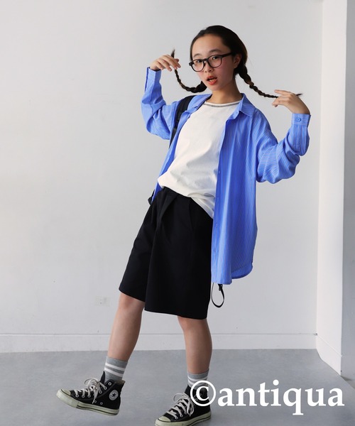 antiqua(アンティカ)の「配色ステッチタンクトップ(タンクトップ・キッズ・ブラック×ホワイト/ホワイト/ブラック/ブルー/オレンジ/ホワイト系その他/杢グレー・150/160/140)」の8枚目の写真