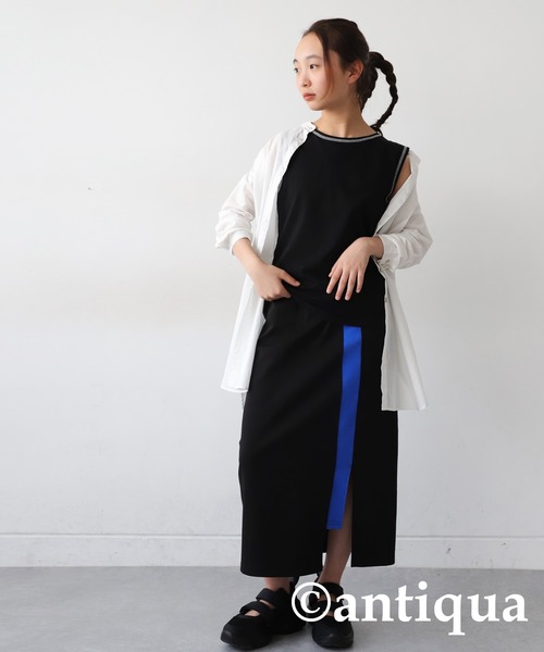 antiqua(アンティカ)の「配色ステッチタンクトップ(タンクトップ・キッズ・ブラック×ホワイト/ホワイト/ブラック/ブルー/オレンジ/ホワイト系その他/杢グレー・150/160/140)」の14枚目の写真