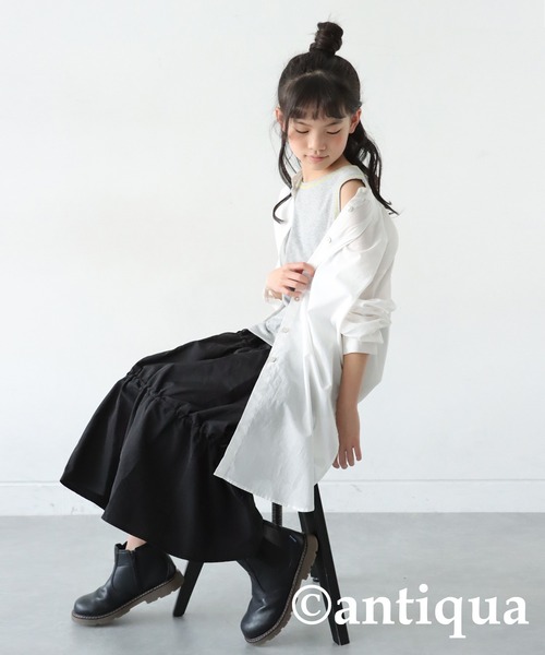 antiqua(アンティカ)の「配色ステッチタンクトップ(タンクトップ・キッズ・ブラック×ホワイト/ホワイト/ブラック/ブルー/オレンジ/ホワイト系その他/杢グレー・150/160/140)」の19枚目の写真