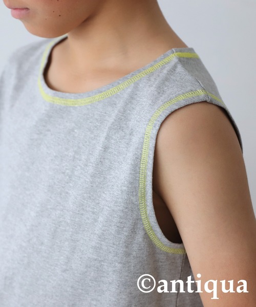 antiqua(アンティカ)の「配色ステッチタンクトップ(タンクトップ・キッズ・ブラック×ホワイト/ホワイト/ブラック/ブルー/オレンジ/ホワイト系その他/杢グレー・150/160/140)」の18枚目の写真