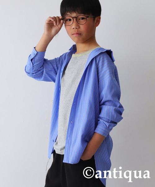 antiqua(アンティカ)の「配色ステッチタンクトップ(タンクトップ・キッズ・ブラック×ホワイト/ホワイト/ブラック/ブルー/オレンジ/ホワイト系その他/杢グレー・150/160/140)」の16枚目の写真