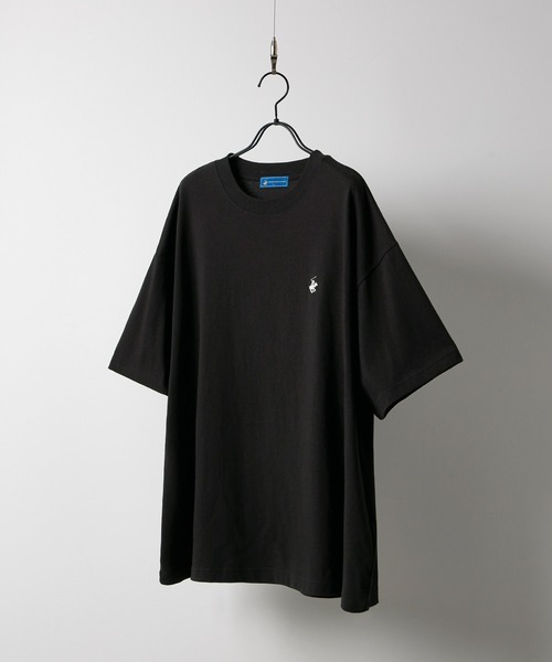 BEVERLY HILLS POLO CLUB（ビバリーヒルズポロクラブ）の「BEVERLY HILLS POLO CLUB / ビバリーヒルズポロクラブ 別注 ワンポイントロゴ刺繍　オーバーサイズ半袖Tシャツ（Tシャツ/カットソー・メンズ・ブラック系/ホワイト/ダークネイビー/ブラック系1/ブラック/ネイビー系・M/L）」の8枚目の写真