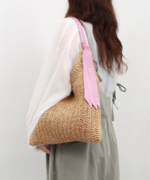 cache cache | カシュカシュ cachecache / 下がりグログラン柄編みトートバッグ(かごバッグ)