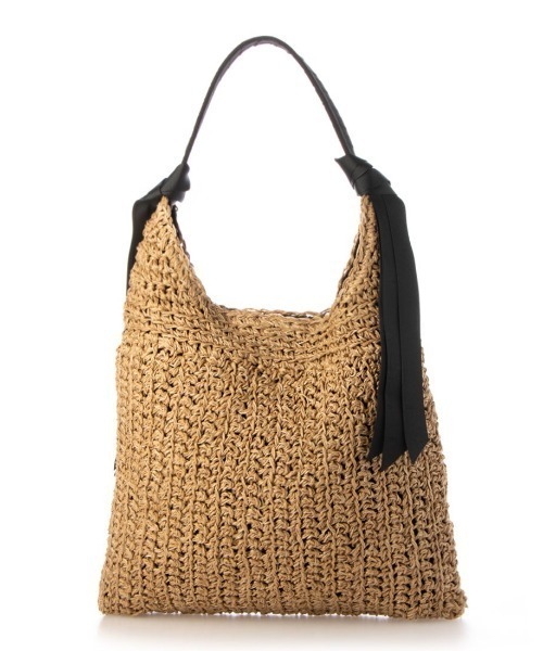 cache cache（カシュ カシュ）の「カシュカシュ cachecache / 下がりグログラン柄編みトートバッグ（かごバッグ・レディース・ブラック/ブルー/グレー/ピンク/グリーン/ベージュ/マスタード・FREE）」の9枚目の写真