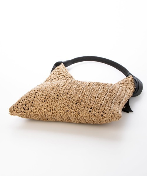 cache cache（カシュ カシュ）の「カシュカシュ cachecache / 下がりグログラン柄編みトートバッグ（かごバッグ・レディース・ブラック/ブルー/グレー/ピンク/グリーン/ベージュ/マスタード・FREE）」の10枚目の写真
