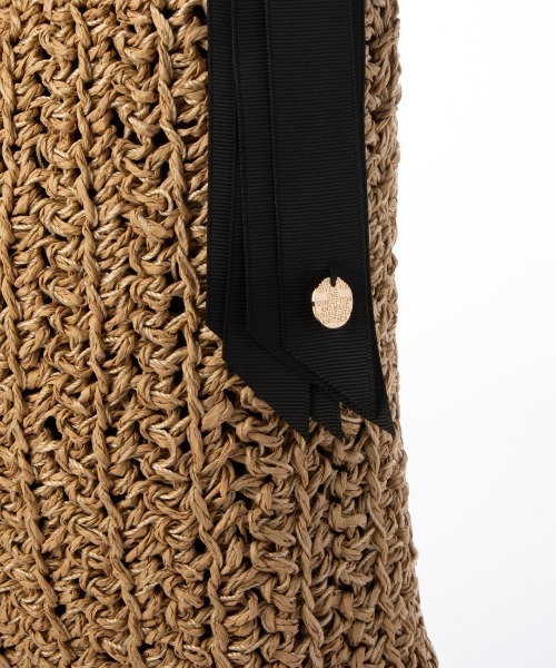 cache cache（カシュ カシュ）の「カシュカシュ cachecache / 下がりグログラン柄編みトートバッグ（かごバッグ・レディース・ブラック/ブルー/グレー/ピンク/グリーン/ベージュ/マスタード・FREE）」の12枚目の写真