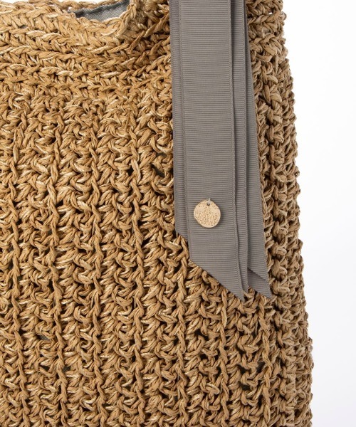 cache cache（カシュ カシュ）の「カシュカシュ cachecache / 下がりグログラン柄編みトートバッグ（かごバッグ・レディース・ブラック/ブルー/グレー/ピンク/グリーン/ベージュ/マスタード・FREE）」の19枚目の写真