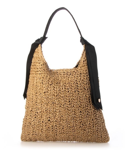 cache cache（カシュ カシュ）の「カシュカシュ cachecache / 下がりグログラン柄編みトートバッグ（かごバッグ・レディース・ブラック/ブルー/グレー/ピンク/グリーン/ベージュ/マスタード・FREE）」の8枚目の写真