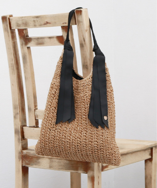 cache cache（カシュ カシュ）の「カシュカシュ cachecache / 下がりグログラン柄編みトートバッグ（かごバッグ・レディース・ブラック/ブルー/グレー/ピンク/グリーン/ベージュ/マスタード・FREE）」の14枚目の写真