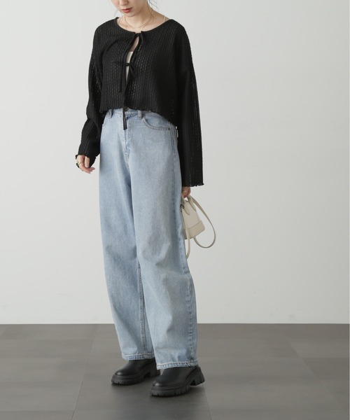 FREE'S MART(フリーズマート)の「◇幾何柄シアーリボンカーディガン(カーディガン/ボレロ・レディース・ホワイト/ブラック・FREE)」の5枚目の写真