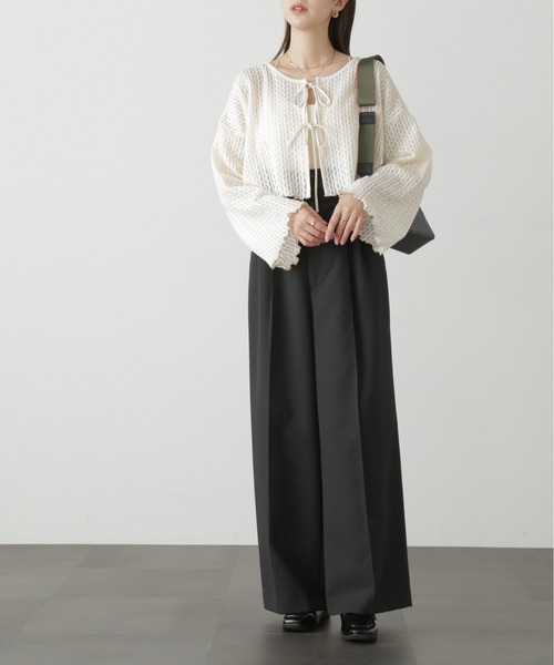 FREE'S MART(フリーズマート)の「◇幾何柄シアーリボンカーディガン(カーディガン/ボレロ・レディース・ホワイト/ブラック・FREE)」の18枚目の写真