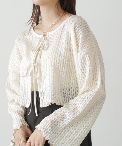 FREE'S MART(フリーズマート)の「◇幾何柄シアーリボンカーディガン(カーディガン/ボレロ・レディース・ホワイト/ブラック・FREE)」の22枚目の写真