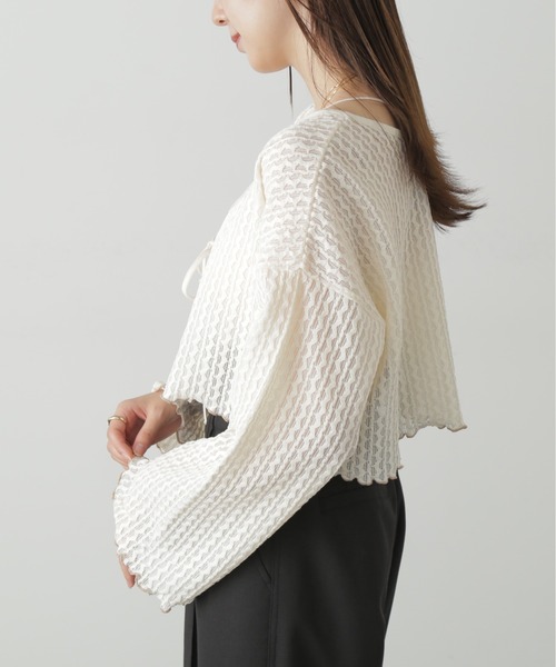 FREE'S MART(フリーズマート)の「◇幾何柄シアーリボンカーディガン(カーディガン/ボレロ・レディース・ホワイト/ブラック・FREE)」の12枚目の写真