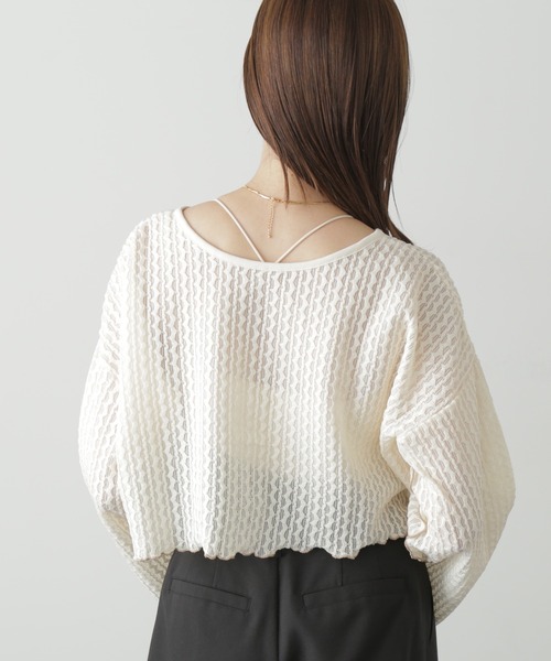 FREE'S MART(フリーズマート)の「◇幾何柄シアーリボンカーディガン(カーディガン/ボレロ・レディース・ホワイト/ブラック・FREE)」の13枚目の写真