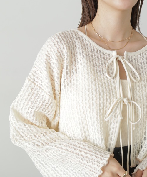 FREE'S MART(フリーズマート)の「◇幾何柄シアーリボンカーディガン(カーディガン/ボレロ・レディース・ホワイト/ブラック・FREE)」の14枚目の写真