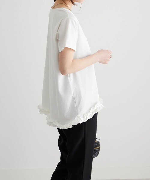 RANAN（ラナン）の「ひんやり！　大人きれいめ　裾フリル使いプルオーバー（Tシャツ/カットソー・レディース・ライトイエロー/オフホワイト/ブラック/ネイビー/ライトグレー・M/LL/L）」の10枚目の写真
