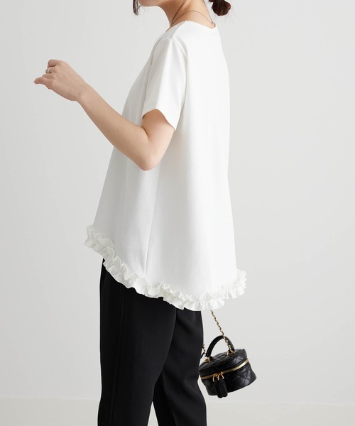 RANAN（ラナン）の「ひんやり！　大人きれいめ　裾フリル使いプルオーバー（Tシャツ/カットソー・レディース・ライトイエロー/オフホワイト/ブラック/ネイビー/ライトグレー・M/LL/L）」の6枚目の写真