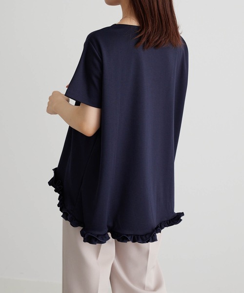 RANAN（ラナン）の「ひんやり！　大人きれいめ　裾フリル使いプルオーバー（Tシャツ/カットソー・レディース・ライトイエロー/オフホワイト/ブラック/ネイビー/ライトグレー・M/LL/L）」の16枚目の写真