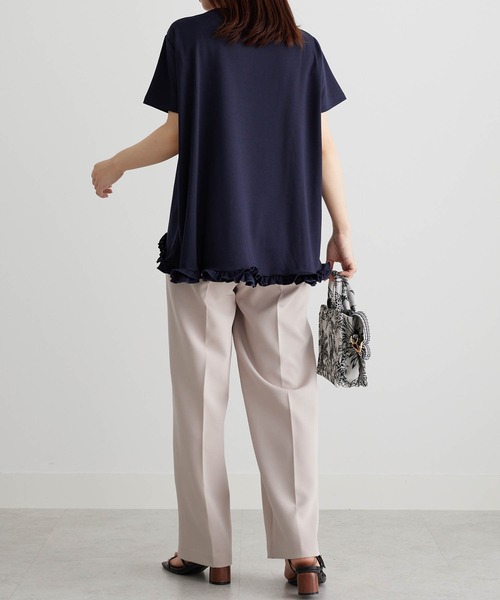 RANAN（ラナン）の「ひんやり！　大人きれいめ　裾フリル使いプルオーバー（Tシャツ/カットソー・レディース・ライトイエロー/オフホワイト/ブラック/ネイビー/ライトグレー・M/LL/L）」の15枚目の写真