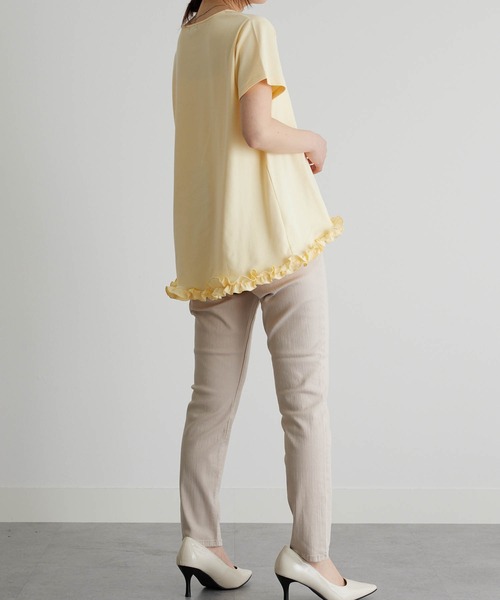 RANAN（ラナン）の「ひんやり！　大人きれいめ　裾フリル使いプルオーバー（Tシャツ/カットソー・レディース・ライトイエロー/オフホワイト/ブラック/ネイビー/ライトグレー・M/LL/L）」の14枚目の写真