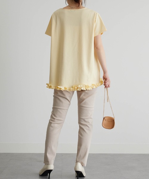 RANAN（ラナン）の「ひんやり！　大人きれいめ　裾フリル使いプルオーバー（Tシャツ/カットソー・レディース・ライトイエロー/オフホワイト/ブラック/ネイビー/ライトグレー・M/LL/L）」の13枚目の写真