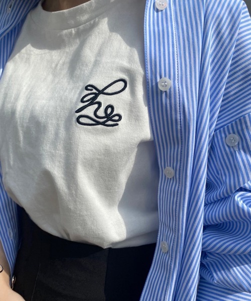 one after another NICE CLAUP（ワンアフターアナザーナイスクラップ）の「ワンポイントロゴ刺繍Tシャツ【ZOZO限定商品】（Tシャツ/カットソー・レディース・オートミール/オフホワイト/ホワイト×ブラック/ベビーピンク・FREE）」の6枚目の写真