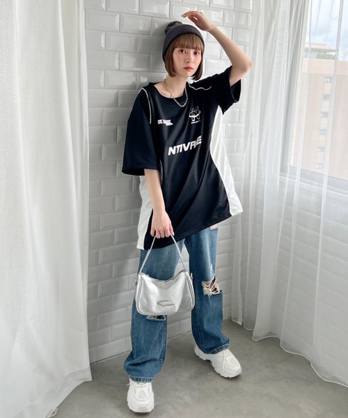 √nuage(ルートニュアージュ)の「ユニフォームナンバーゲームTシャツ(Tシャツ/カットソー・レディース・ブラック/ホワイト・XL/M)」の9枚目の写真