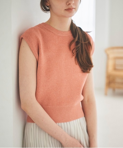 31 Sons de mode（トランテアン　ソン　ドゥ　モード）の「片畦ラメニット（ニット/セーター・レディース・オレンジ/イエロー/ベージュ/ライトグレー・36）」の4枚目の写真