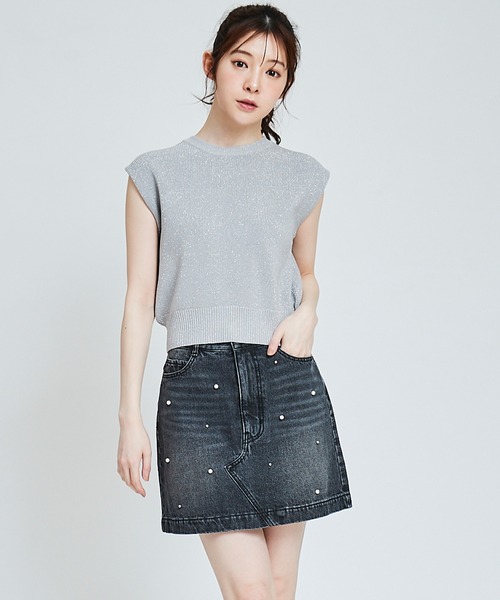 31 Sons de mode（トランテアン　ソン　ドゥ　モード）の「片畦ラメニット（ニット/セーター・レディース・オレンジ/イエロー/ベージュ/ライトグレー・36）」の9枚目の写真