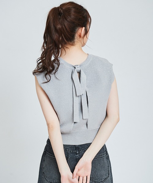 31 Sons de mode（トランテアン　ソン　ドゥ　モード）の「片畦ラメニット（ニット/セーター・レディース・オレンジ/イエロー/ベージュ/ライトグレー・36）」の6枚目の写真