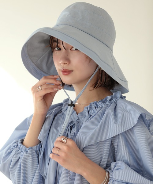 Little&More(リトルアンドモア)の「バケットハット 綿麻 あご紐 ワイヤー入り(ハット・レディース・カーキ/ブラック/ブルー/ベージュ/ネイビー・FREE)」の18枚目の写真