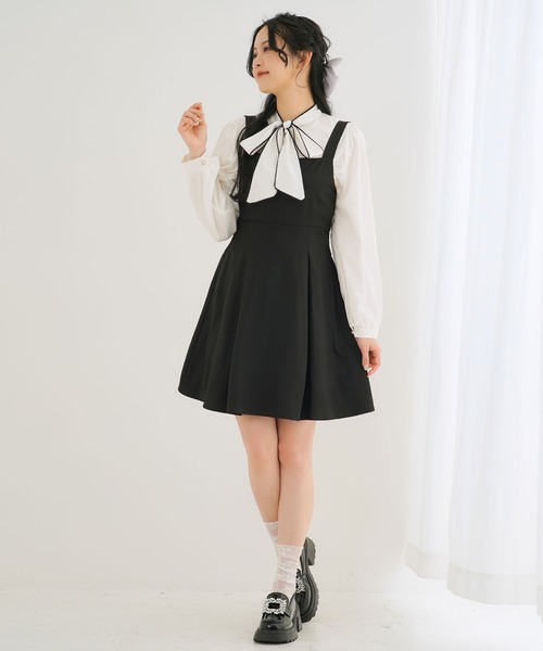 最終価格！M's 新作 カタログ ジャンスカ シンプル aライン リボン ワンピ 最終価格！M´s 新作 カタログ ジャンスカ シンプル aライン