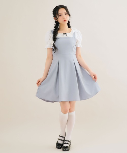 Newlyme（ニューリーミー）の「ウエストリボンシンプルジャンスカワンピ（ワンピース・レディース・ネイビー/ブルー系その他/ベビーピンク/ブラック/ピンク系その他/グレー系その他/グレー/ブラック系その他・MEDIUM/LARGE/LL/3L）」の11枚目の写真