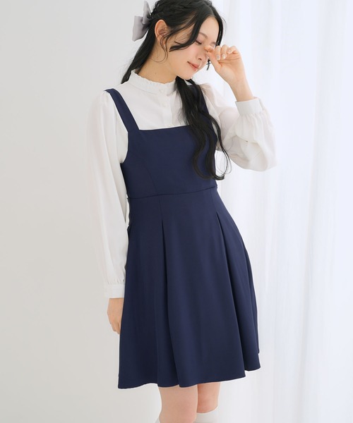 Newlyme（ニューリーミー）の「ウエストリボンシンプルジャンスカワンピ（ワンピース・レディース・ネイビー/ブルー系その他/ベビーピンク/ブラック/ピンク系その他/グレー系その他/グレー/ブラック系その他・MEDIUM/LARGE/LL/3L）」の14枚目の写真