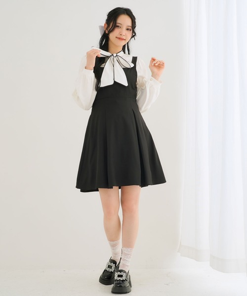 Newlyme（ニューリーミー）の「ウエストリボンシンプルジャンスカワンピ（ワンピース・レディース・ネイビー/ブルー系その他/ベビーピンク/ブラック/ピンク系その他/グレー系その他/グレー/ブラック系その他・MEDIUM/LARGE/LL/3L）」の17枚目の写真