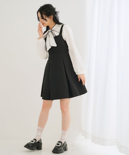 Newlyme（ニューリーミー）の「ウエストリボンシンプルジャンスカワンピ（ワンピース・レディース・ネイビー/ブルー系その他/ベビーピンク/ブラック/ピンク系その他/グレー系その他/グレー/ブラック系その他・MEDIUM/LARGE/LL/3L）」の18枚目の写真