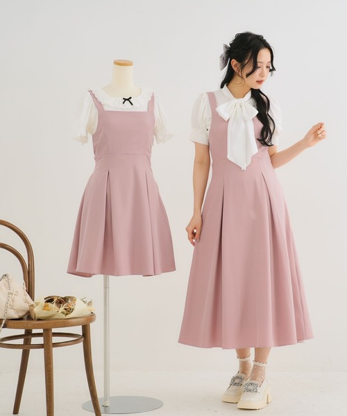 Newlyme（ニューリーミー）の「ウエストリボンシンプルジャンスカワンピ（ワンピース・レディース・ネイビー/ブルー系その他/ベビーピンク/ブラック/ピンク系その他/グレー系その他/グレー/ブラック系その他・MEDIUM/LARGE/LL/3L）」の20枚目の写真