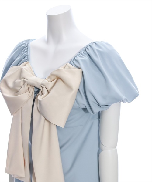 clear（クリア）の「前後2wayリボンバイカラーパフスリーブブラウス［バレエコア ガーリー］≪再入荷≫（シャツ/ブラウス・レディース・アイボリー/サックスブルー/ブラック・F）」の12枚目の写真