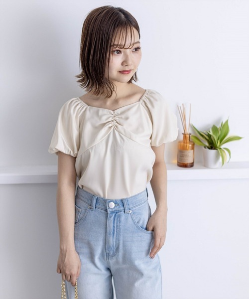 clear（クリア）の「前後2wayリボンバイカラーパフスリーブブラウス［バレエコア ガーリー］≪再入荷≫（シャツ/ブラウス・レディース・アイボリー/サックスブルー/ブラック・F）」の14枚目の写真