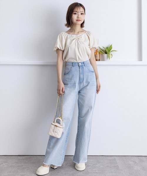 clear（クリア）の「前後2wayリボンバイカラーパフスリーブブラウス［バレエコア ガーリー］≪再入荷≫（シャツ/ブラウス・レディース・アイボリー/サックスブルー/ブラック・F）」の15枚目の写真